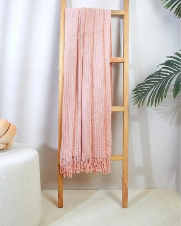 Knitted Cable Cotton Throw | Rust Sale