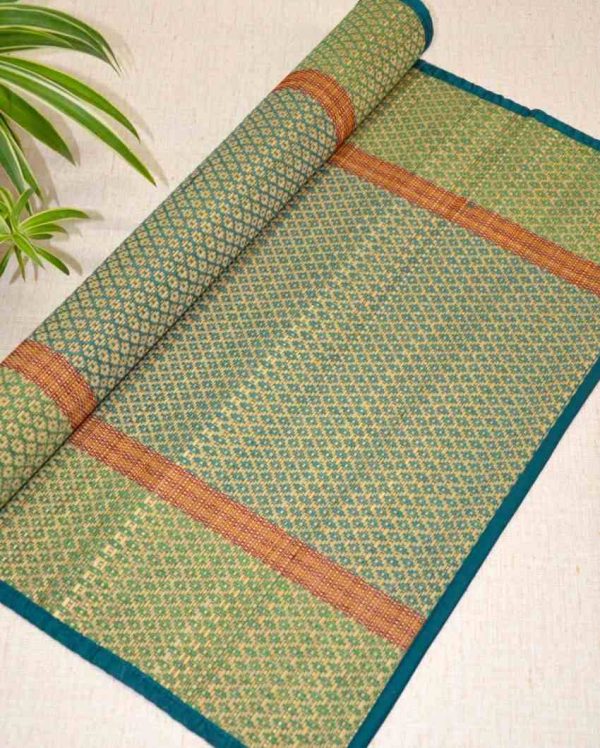 Stylish Blue & Green Madurkathi Floor Mat | 60 x 24 inches Online