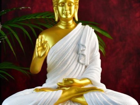 Resin Gold Buddha Tabletop Showpiece | 13 x 7 x 14 inches For Discount