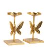 Elegant Golden Butterfly Design Candle Stand | Set of 2 | 3 x 8 inches Hot on Sale