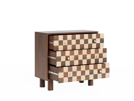 Contemporary Brown Chess Three Drawer Dresser | 35 x 16 x 33 inches For Discount