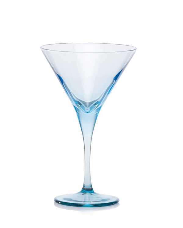 Blue V-Line Martini Stem Glasses | Set of 2 | 4 x 7 inches | 250ml on Sale