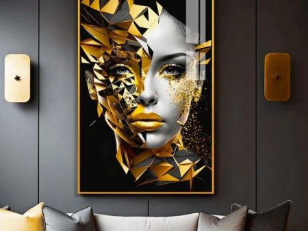 Beautiful Modern Golden Women Canvas Wall Painting Online Sale