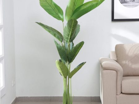 Artificial Banana Leaves Plant with Black Plastic Pot For Cheap