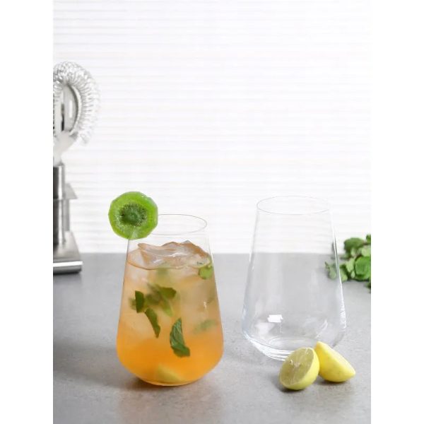 Bohemia Sandra Large Highball Glass Clear Lead Free Crystal Drink Accessory | Set of 6 | 3 x 6 inches | 440ml Cheap