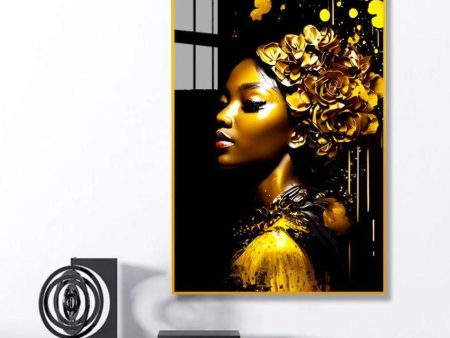 Golden Women Canvas Wall Painting Online now