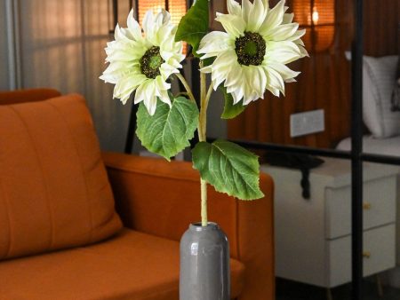 Artificial Sunflower Ornamental Polyester Flowers Stick | 3 Flower Heads | Vase Not Included Supply