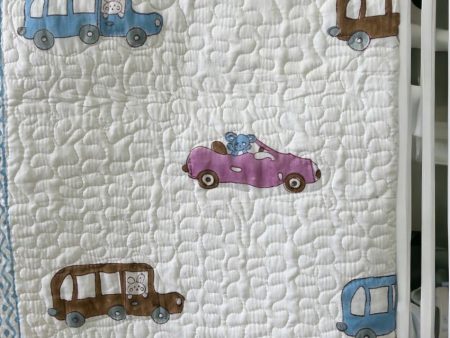 Car Print Non-Toxic Satin Handblock Kids Blanket | 40 x 60 inches on Sale