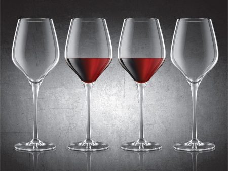 Final Touch Red Lead Free Crystal Wine & Champagne Glasses | Set of 4 | 4 x 10 inches Supply