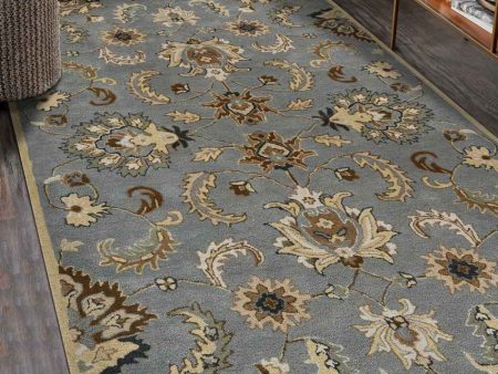 Premium Handcrafted Silver Shade Floral Wool Area Rug | 4 x 6 Feet Fashion