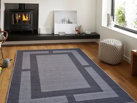 Geometric Grey Border Anti-Slip Nylon Area Rug | 3 x 5 ft Sale