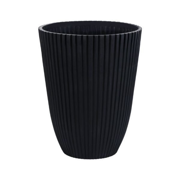 Stylish Charcoal Planter With Ribbed Texture Without Plant | 12 x 14 inches Fashion