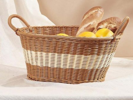 Large Brown & White Rattan Design Plastic Picnic Basket For Cheap