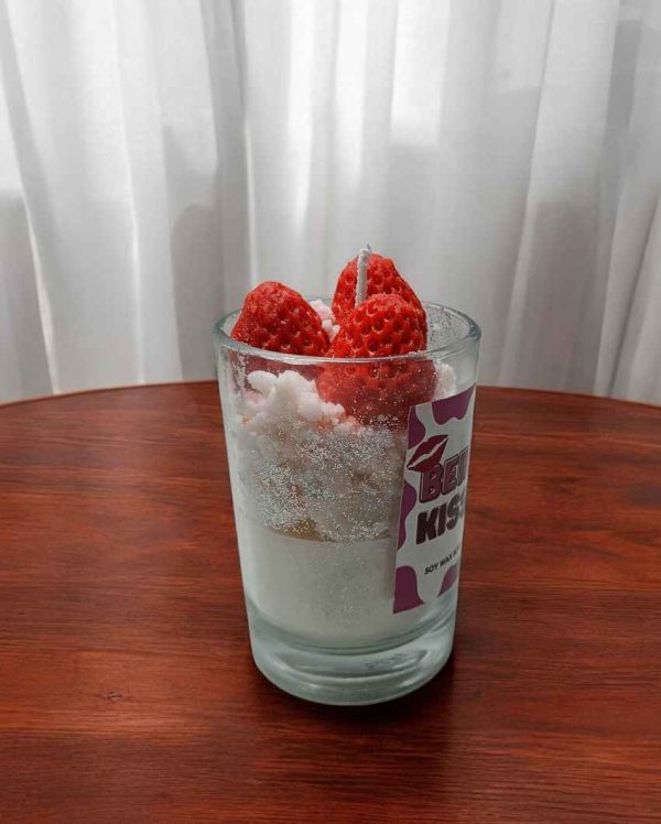 Delicious Red & White Berry Kiss Strawberry Candle | 2 x 4 inches on Sale