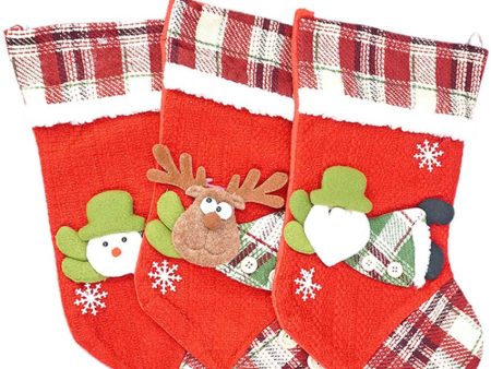 3D Christmas Stockings For Gifts & Decor | Set of 3 | 9 x 13 inches Fashion