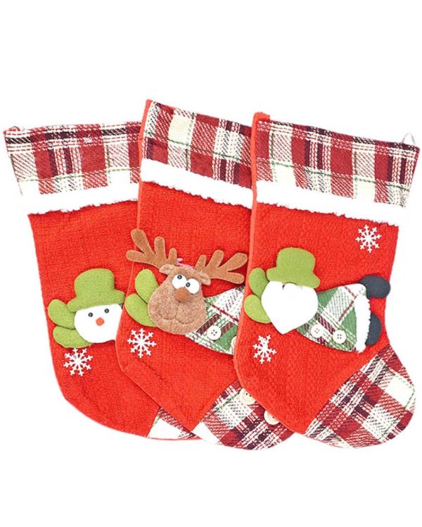 3D Christmas Stockings For Gifts & Decor | Set of 3 | 9 x 13 inches Fashion