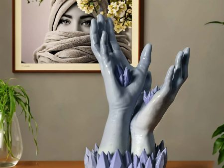 Elegant Crystal Grey Hand Statue Showpiece | 6 x 4 x 10 inches Hot on Sale