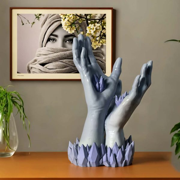 Elegant Crystal Grey Hand Statue Showpiece | 6 x 4 x 10 inches Hot on Sale