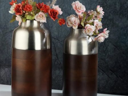 Cylindrical Deidra Wood Vase Set | Multiple Colors Cheap