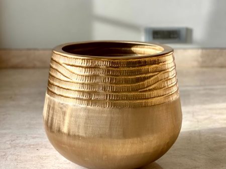 Acropolis Textured Golden Planter | 16 x 13 inches Cheap