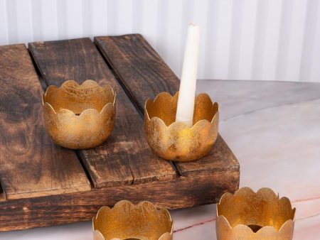 Wavesong Metal Candle Holders | Set of 4 | 3 x 3 inches Online Sale