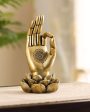 Golden Resin Buddha Lotus Palm Showpiece | 4 x 4 x 8 inches Online