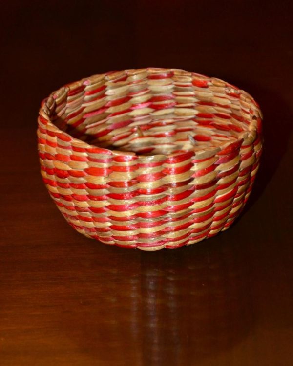 Vibrant Double-Tone Water Hyacinth Trinket & Utility Basket | 5 x 3 inches Cheap