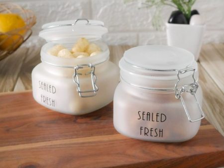 Elegant Frosted Clear Glass Jar With Lid | 4 x 4 x 4 inches | 500ml Online