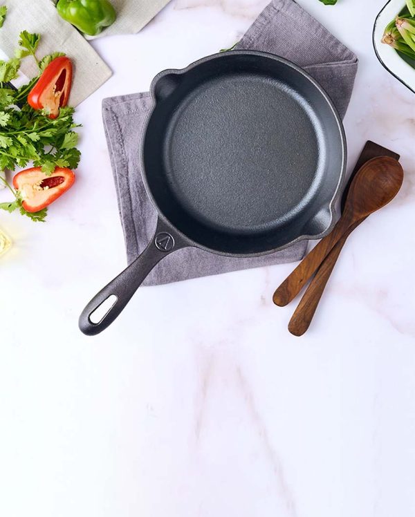 Small Cast Iron Skillet Pan Non-GMO Flaxseed Oil | Safe For All Cooktops | 13 x 8 inches Hot on Sale