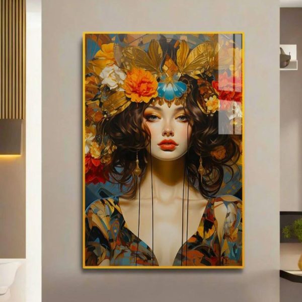 Beautiful Girl with Flower Canvas Wall Painting For Discount