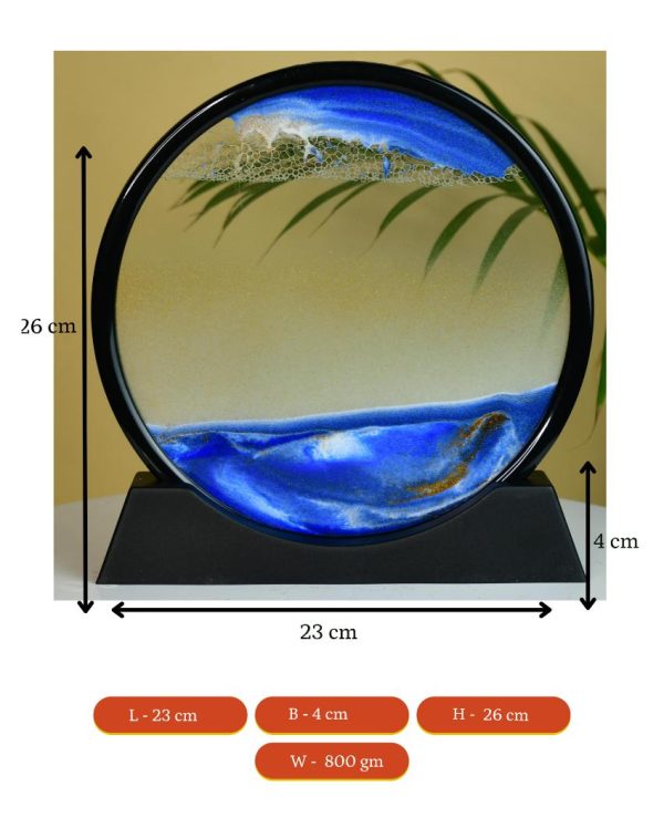 Circular Glass Sand Art Elegant Moving Sand Sculpture | 10 x 2 x 11 inches on Sale