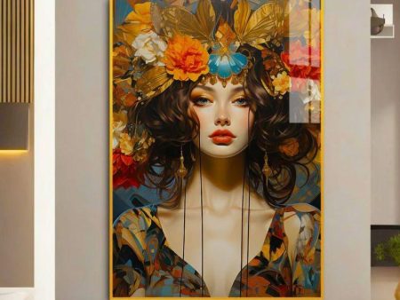 Beautiful Girl with Flower Canvas Wall Painting For Discount