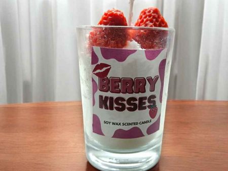 Delicious Red & White Berry Kiss Strawberry Candle | 2 x 4 inches on Sale