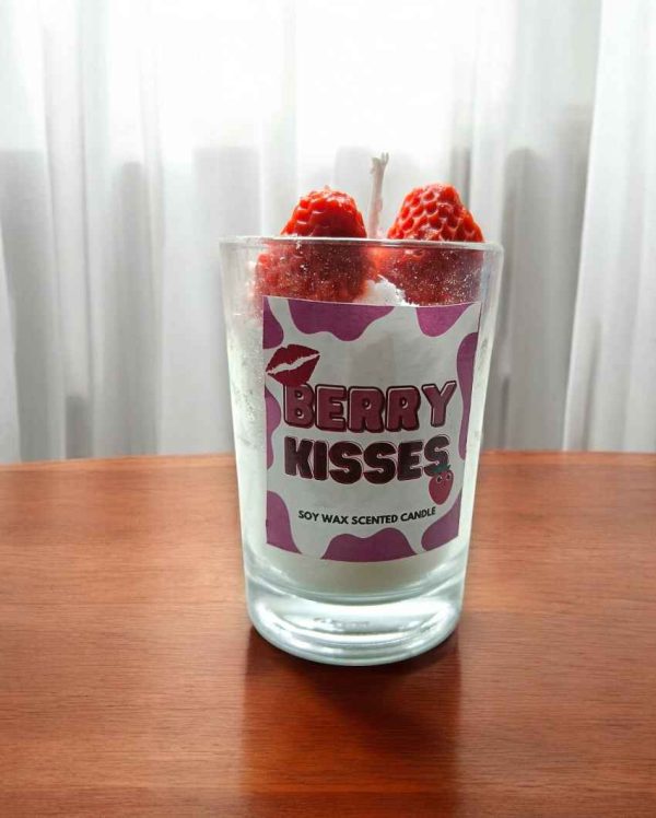 Delicious Red & White Berry Kiss Strawberry Candle | 2 x 4 inches on Sale