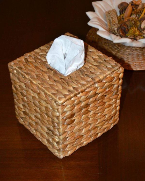 Chic Beige Water Hyacinth Boutique Tissue Box | 5 x 6 inches Sale