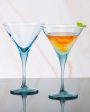 Blue V-Line Martini Stem Glasses | Set of 2 | 4 x 7 inches | 250ml on Sale