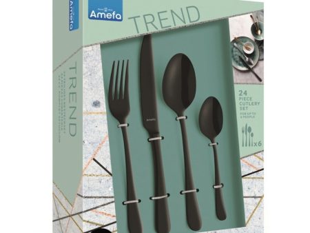 Amefa Austin Black Stainless Steel Cutlery Set | Pack Of 24 Discount