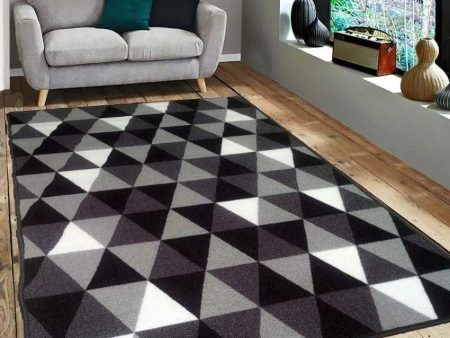 Black Triangles Design Anti-Slip Nylon Area Rug | 3 x 5 Ft For Cheap