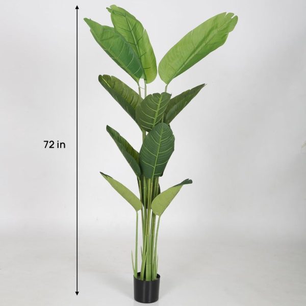 Artificial Banana Leaves Plant with Black Plastic Pot For Cheap