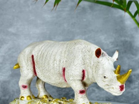 Resin White Rhino Unique ative Showpiece | 11 x 5 x 6 inches Fashion