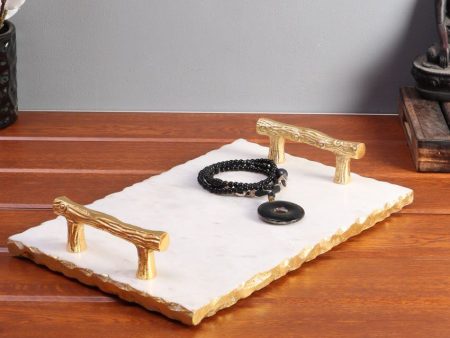 Elegant Marble Serving Tray With Gold Foil Work | 20 x 14 inches Discount