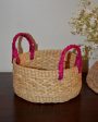 Luxury Kauna Round Beige & Fuchsia Fruit Basket | 7 x 3 inches Fashion