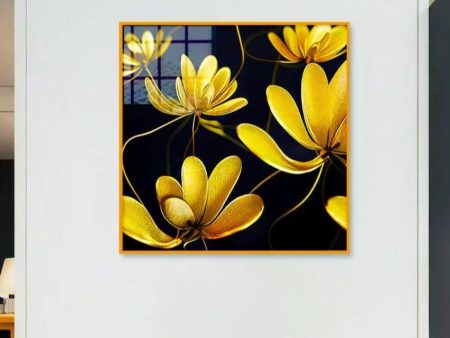 Beautiful Golden Flower Canvas Wall Painting | 24 inches Online