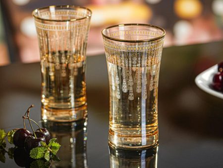 Elegant Golden Brilliance Highball Glasses | Set of 4 | 3 x 5 inches Fashion