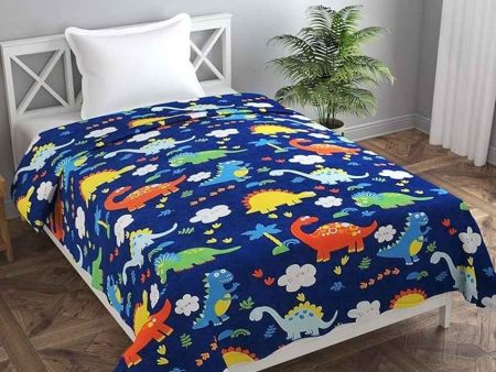 Blue Dinosaur Printed Kids Comfy Quilts Cover With Zipper For Sale