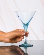 Blue V-Line Martini Stem Glasses | Set of 2 | 4 x 7 inches | 250ml on Sale