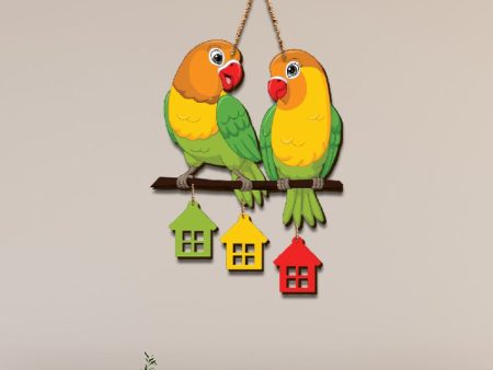 Cute Parrot Pair Wooden Wall Hanging | 12 x 26 inches Online now