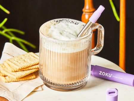 Zoku Purple Tone Stainless Steel Pocket Straw with a Silicone Mouth Piece | Purple | 4 inches Online Sale