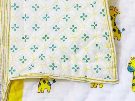 Giraffe Print Non-Toxic Handblock Kids Blanket | 40 x 60 inches For Cheap