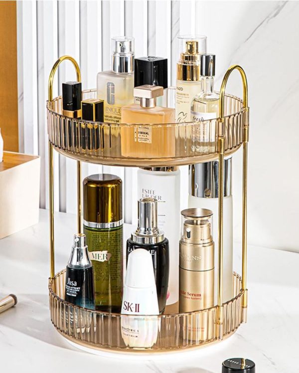 Two Tier Rotating Makeup Plastic Organiser Supply